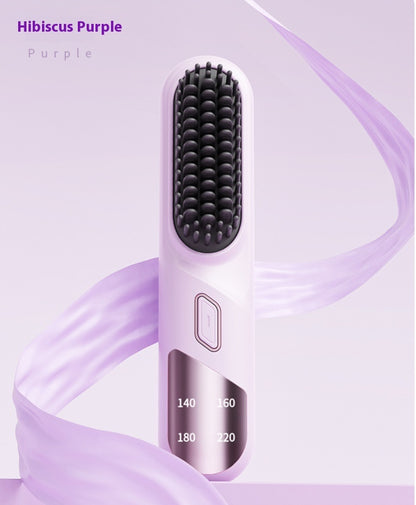 Plancha de pelo para mojado y seco, inalámbrica, cepillo alisador con calentamiento rápido e iones negativos para cabello rizado y esponjoso, eléctrica.