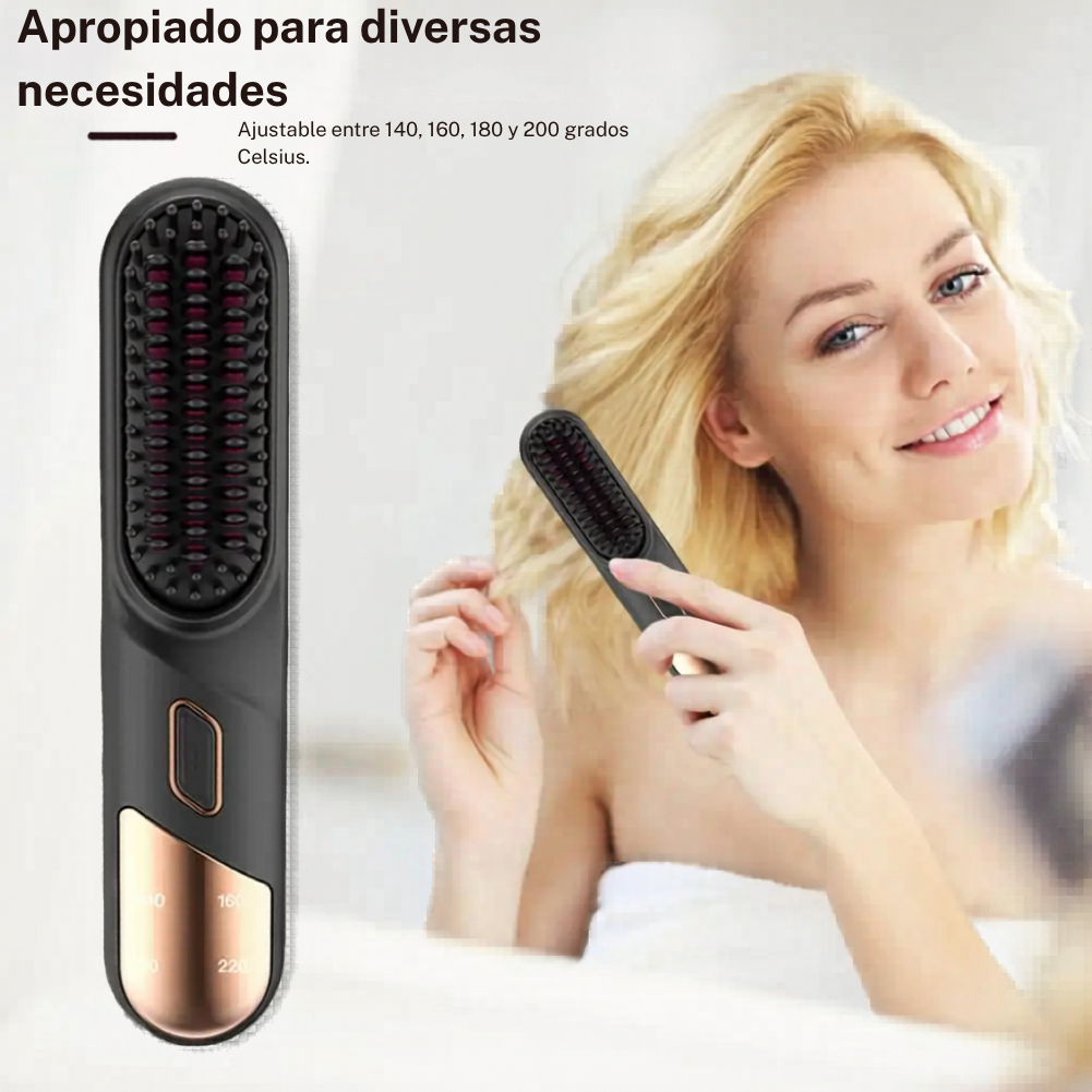 Plancha de pelo para mojado y seco, inalámbrica, cepillo alisador con calentamiento rápido e iones negativos para cabello rizado y esponjoso, eléctrica.