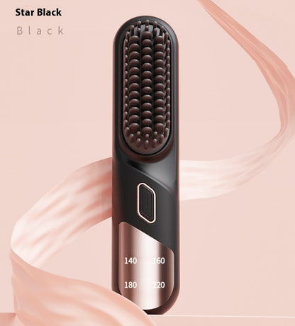 Plancha de pelo para mojado y seco, inalámbrica, cepillo alisador con calentamiento rápido e iones negativos para cabello rizado y esponjoso, eléctrica.