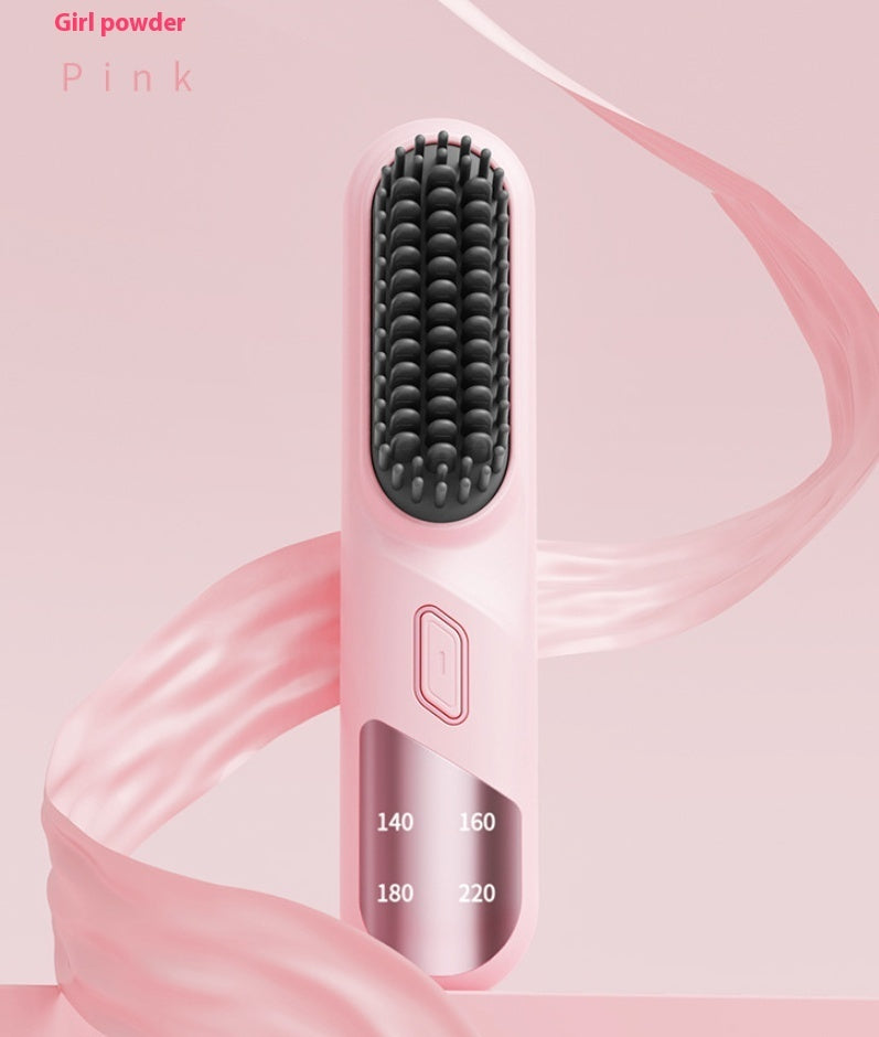 Plancha de pelo para mojado y seco, inalámbrica, cepillo alisador con calentamiento rápido e iones negativos para cabello rizado y esponjoso, eléctrica.